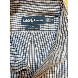 Vintage Ralph Lauren Blake Men's Button Down Collard Shirt Medium Blue Plaid U.S